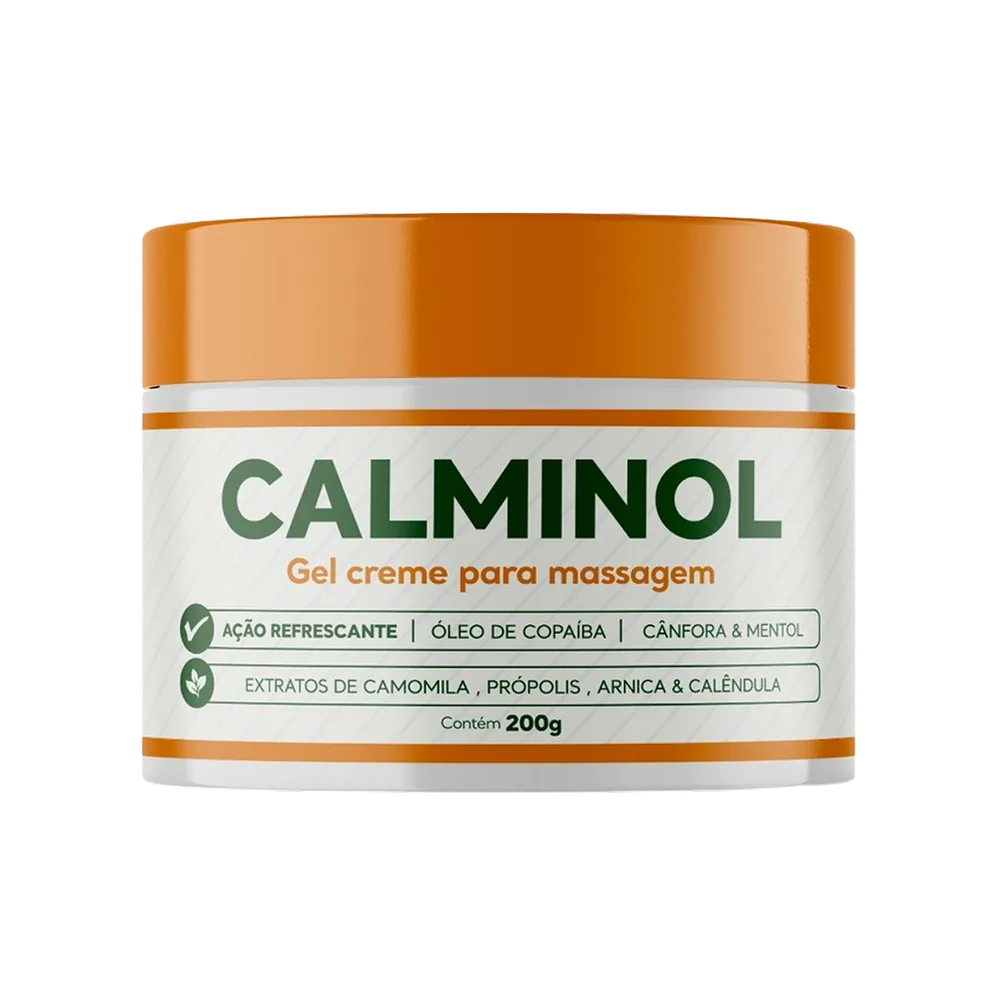 Pote do gel creme para massagem Calminol